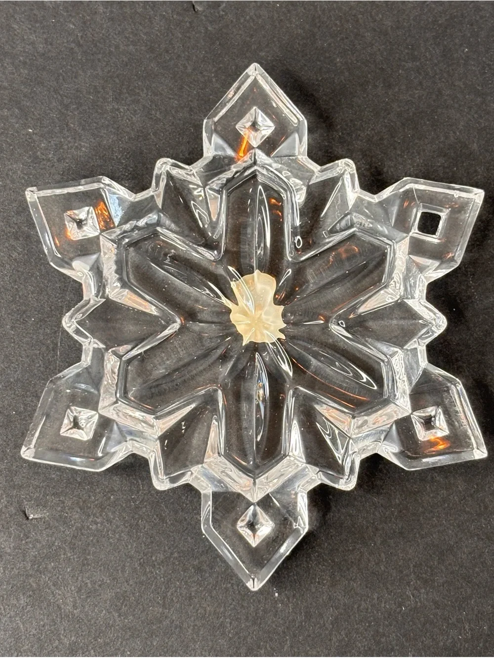 German Made Mikasa Crystal Snowflake Christmas Ornament w Original Label & Box